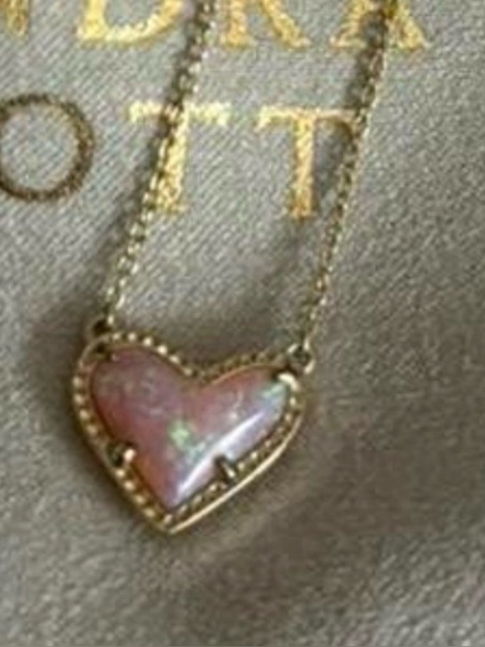 Kendra Scott Light Pink Opal Ari Heart Necklace Gold